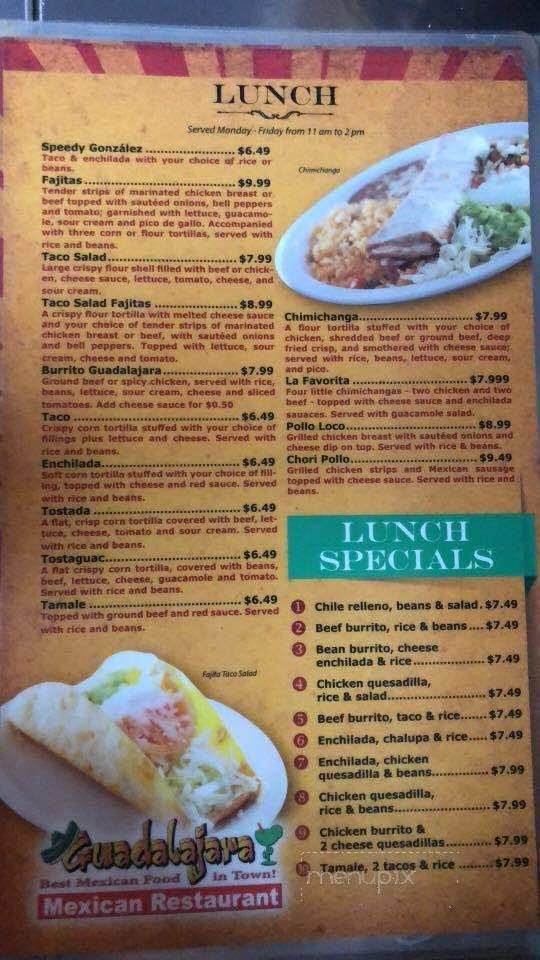 Guadalara Mexican Restaurant - Ankeny, IA menu_pic