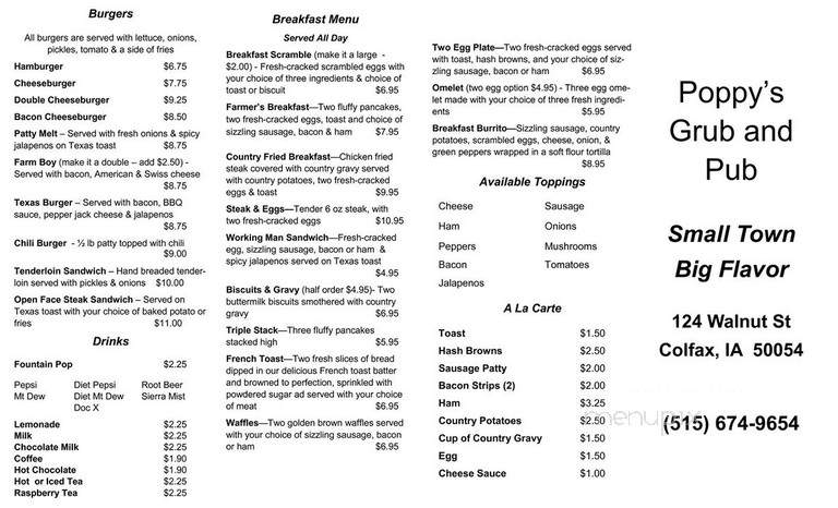 Poppy's - Colfax, IA menu_pic