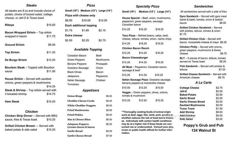 Poppy's - Colfax, IA menu_pic