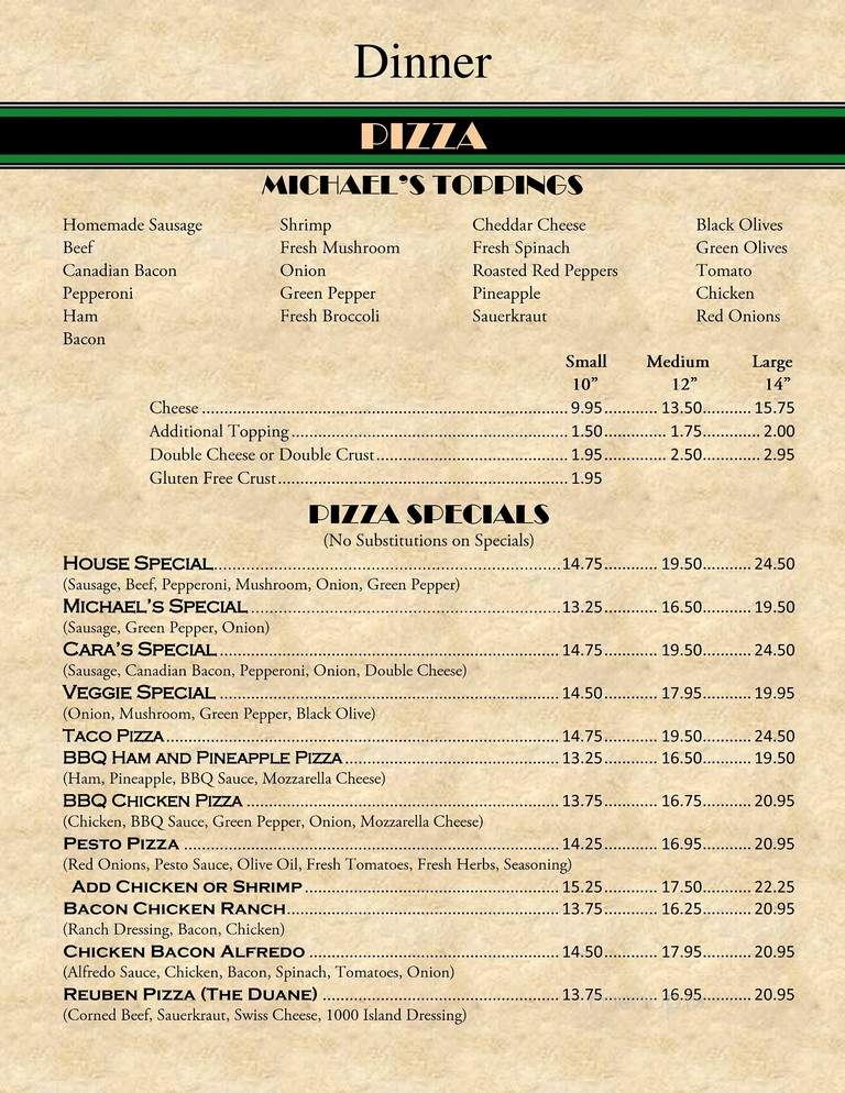 Michael's - Grinnell, IA menu_pic