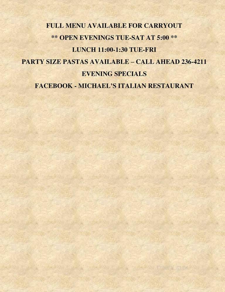 Michael's - Grinnell, IA menu_pic