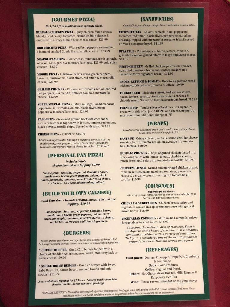Vito's On 42nd - Cedar Rapids, IA menu_pic