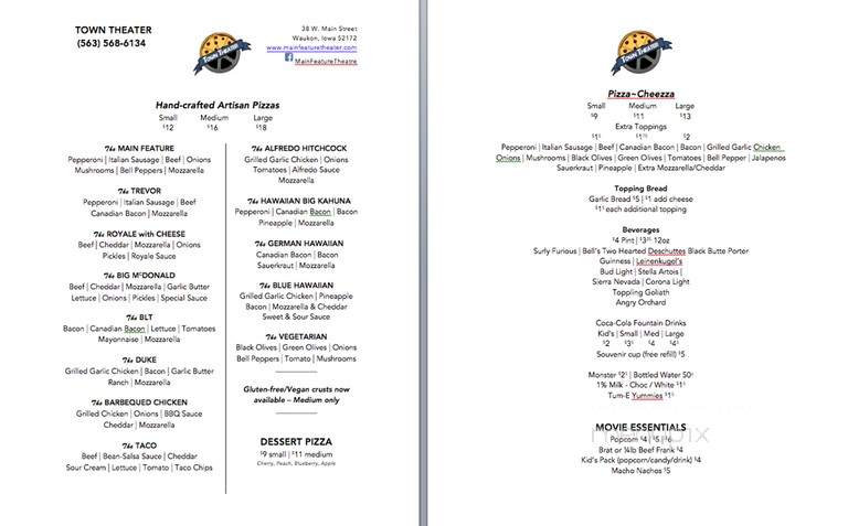 Main Feature Theatre & Pizza - Waukon, IA menu_pic