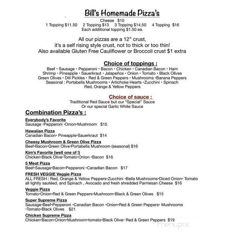 Bill's Boat Landing - Garnavillo, IA menu_pic