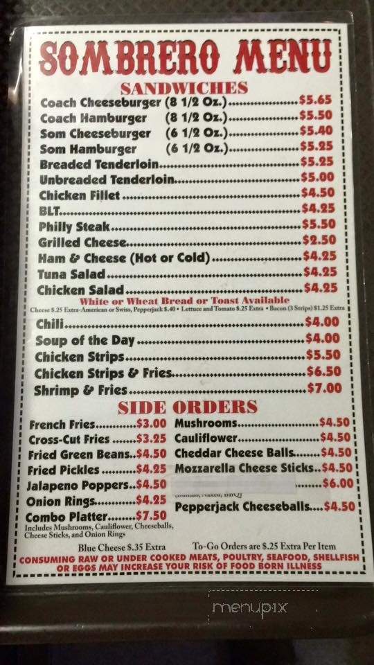 Sombrero Bar & Grill - Burlington, IA menu_pic