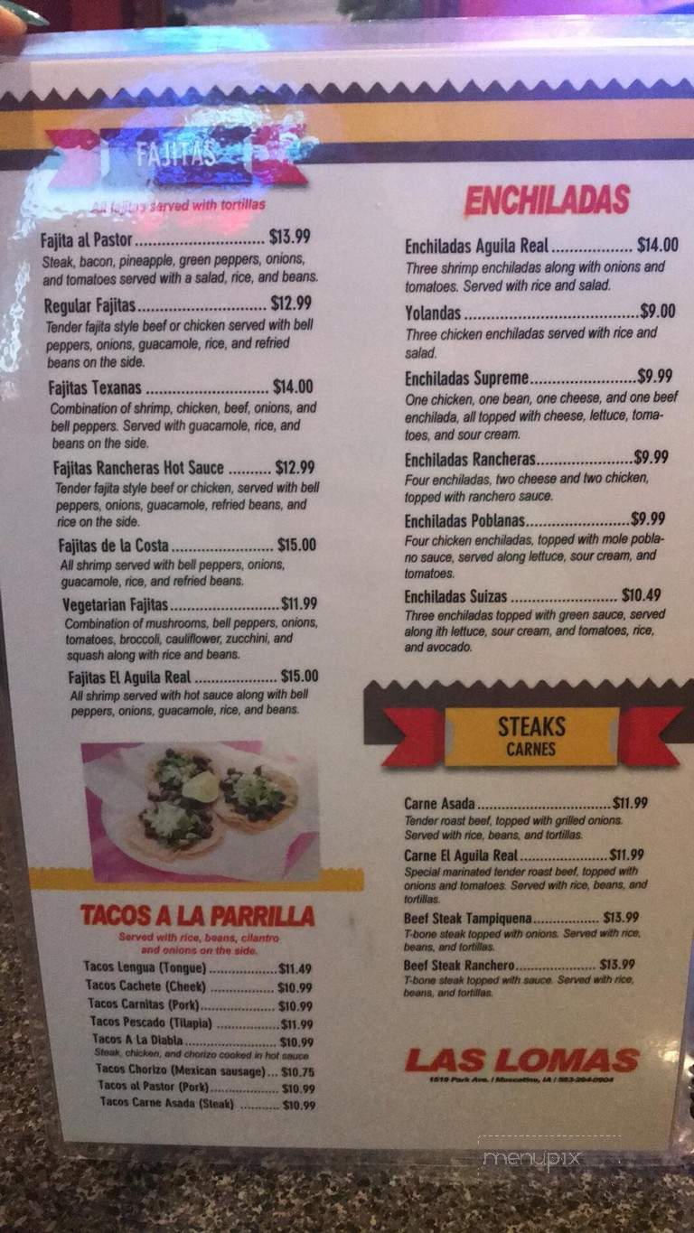 Las Lomas Mexican Restaurant - Muscatine, IA menu_pic