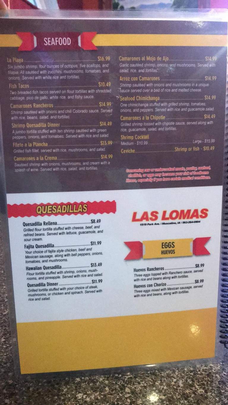 Las Lomas Mexican Restaurant - Muscatine, IA menu_pic