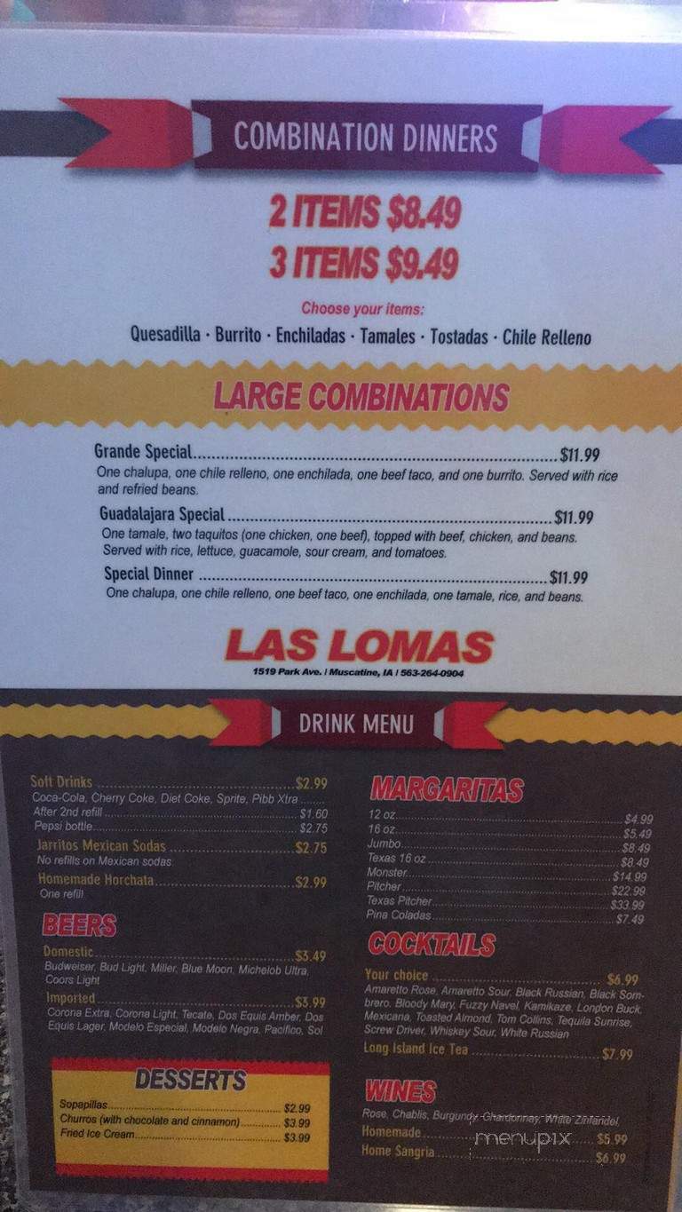 Las Lomas Mexican Restaurant - Muscatine, IA menu_pic