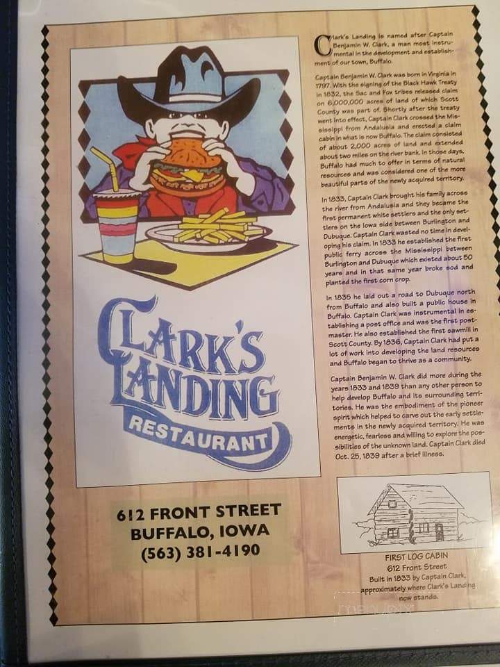 clarks landing menu