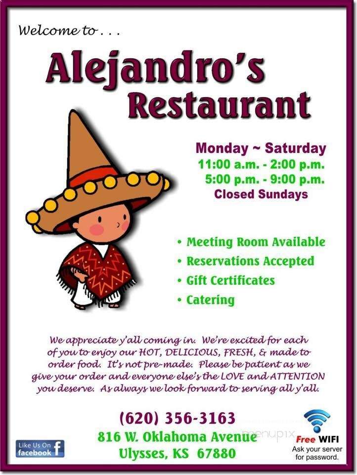 Alejandro's - Ulysses, KS menu_pic
