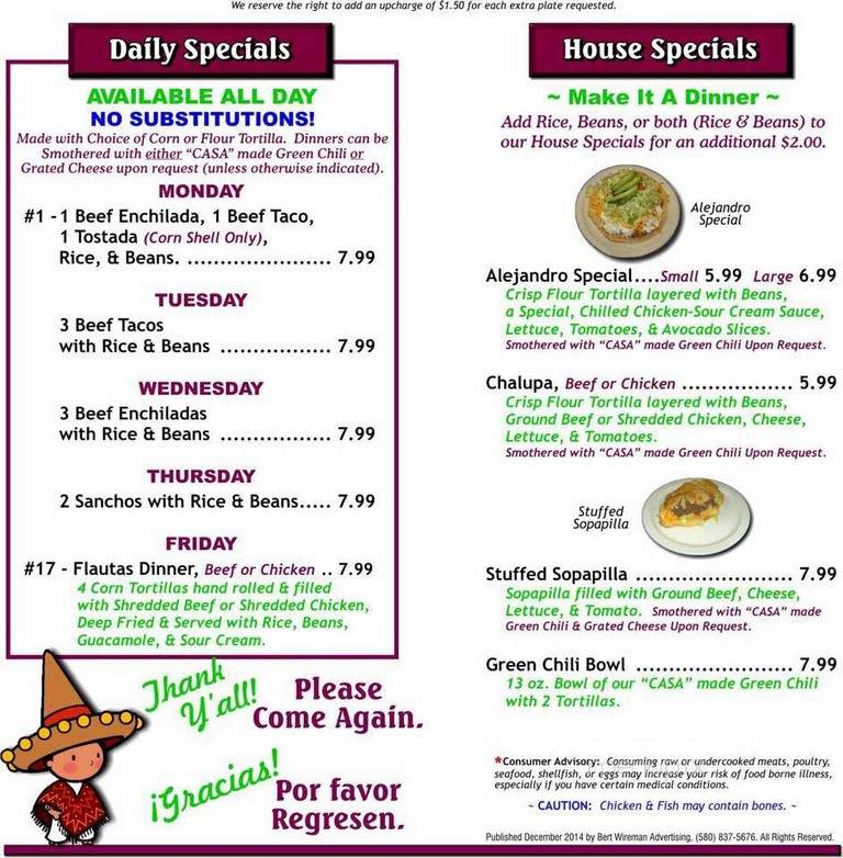 Alejandro's - Ulysses, KS menu_pic