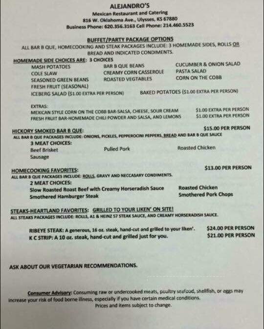 Alejandro's - Ulysses, KS menu_pic
