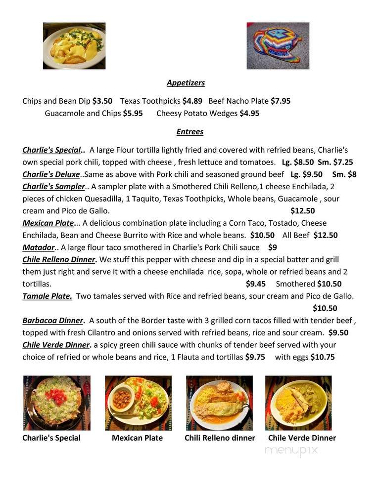 Charlie's Restaurant - Leoti, KS menu_pic