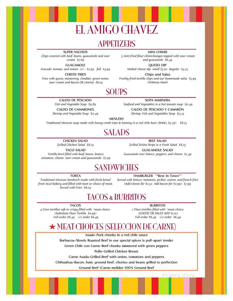 El Amigo Chavez - Liberal, KS menu_pic