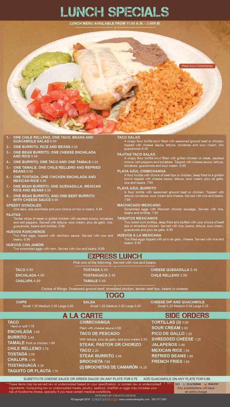 Playa Azul Mexican Restaurant - Great Bend, KS menu_pic
