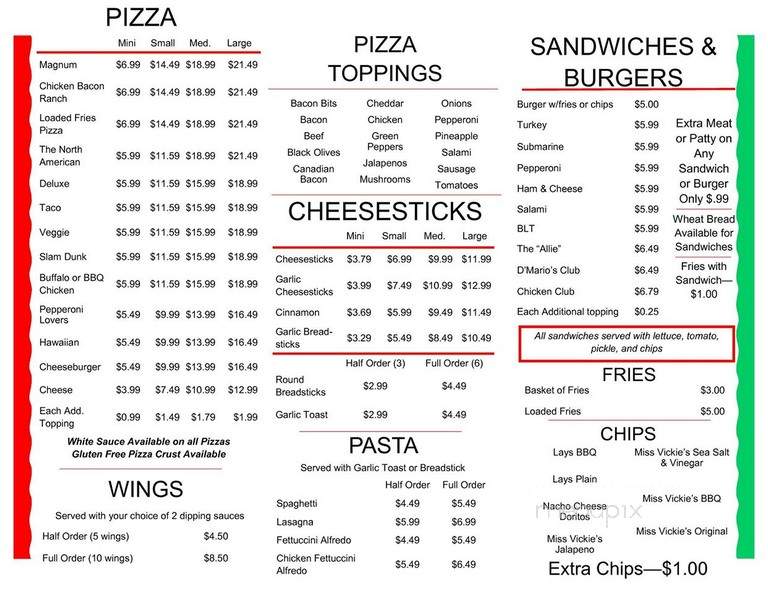 D'Mario's Pizza - Harper, KS menu_pic