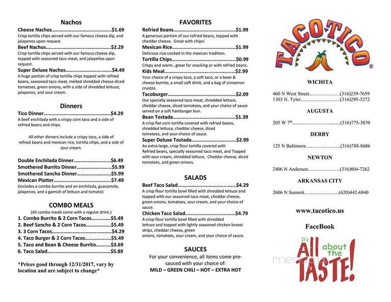 Taco Tico - McPherson, KS menu_pic