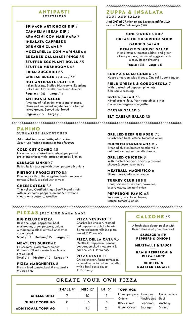 De Fazio's - Wichita, KS menu_pic