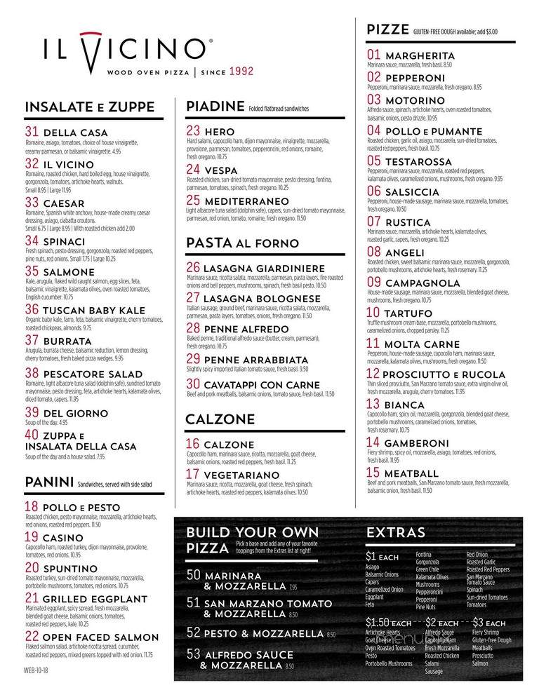 Il Vicino Wood Oven Pizza - Wichita, KS menu_pic