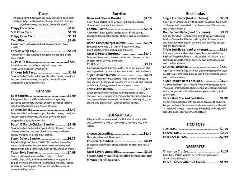 Taco Tico - Derby, KS menu_pic