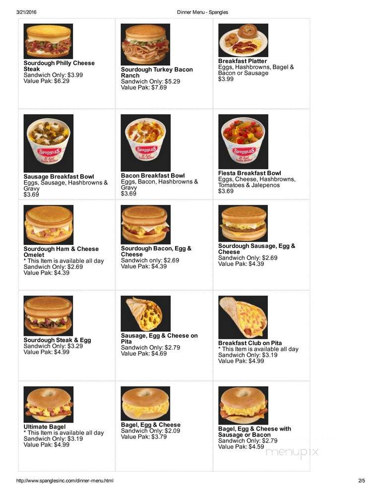 Spangles Restaurant - El Dorado, KS menu_pic