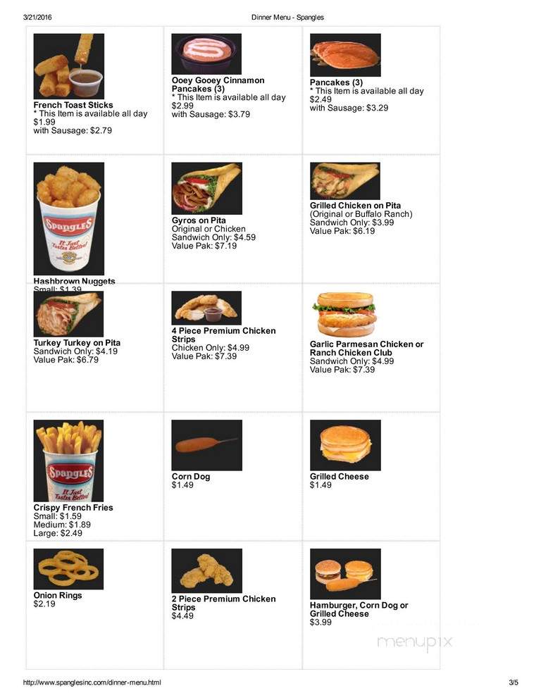 Spangles Restaurant - El Dorado, KS menu_pic