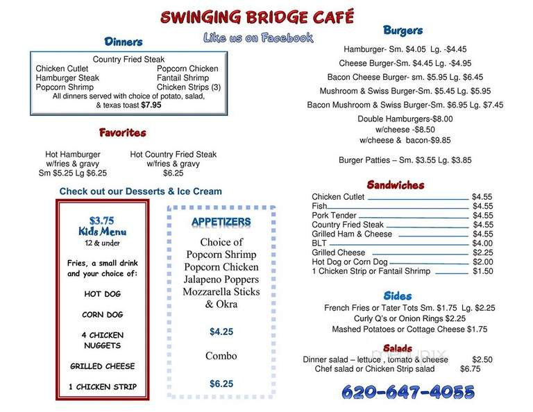 Swinging Bridge Cafe - Moline, KS menu_pic