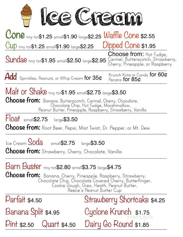 Dairy Barn - Wathena, KS menu_pic