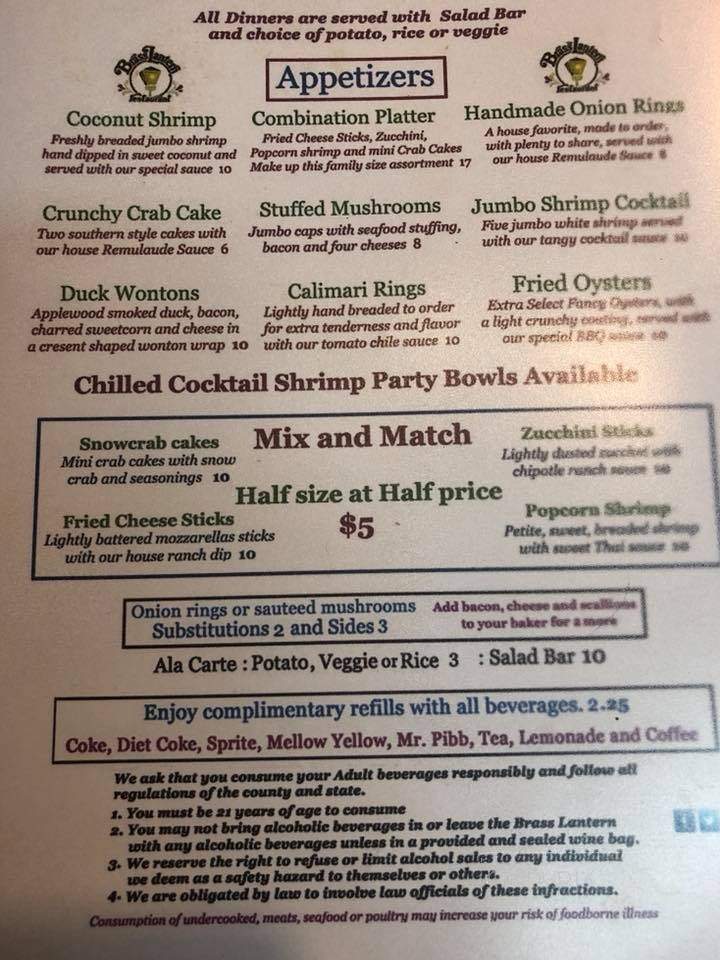 Brass Lantern Restaurant - Hardin, KY menu_pic