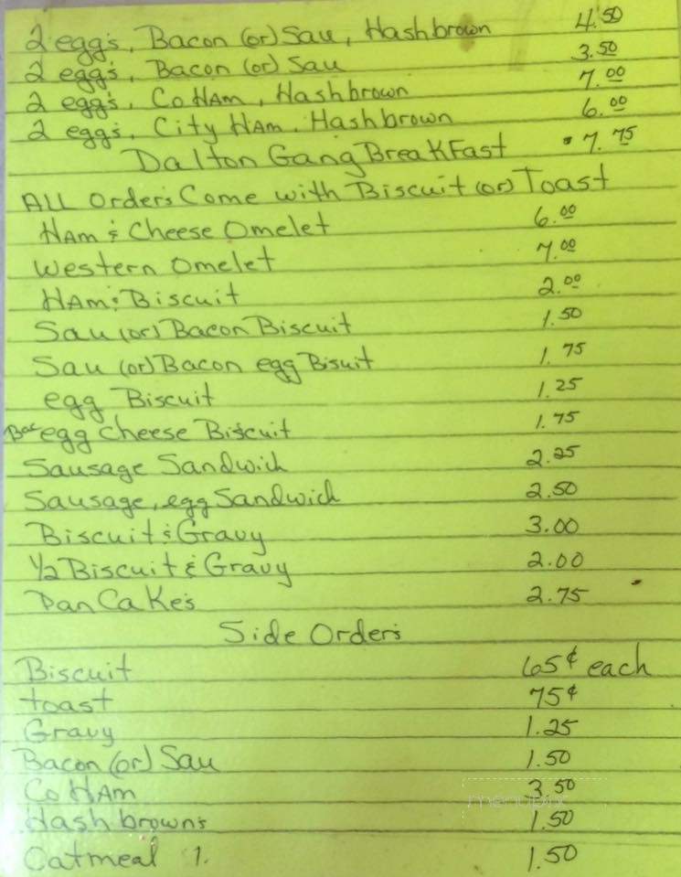 Sherry's Restaurant - Hiseville, KY menu_pic