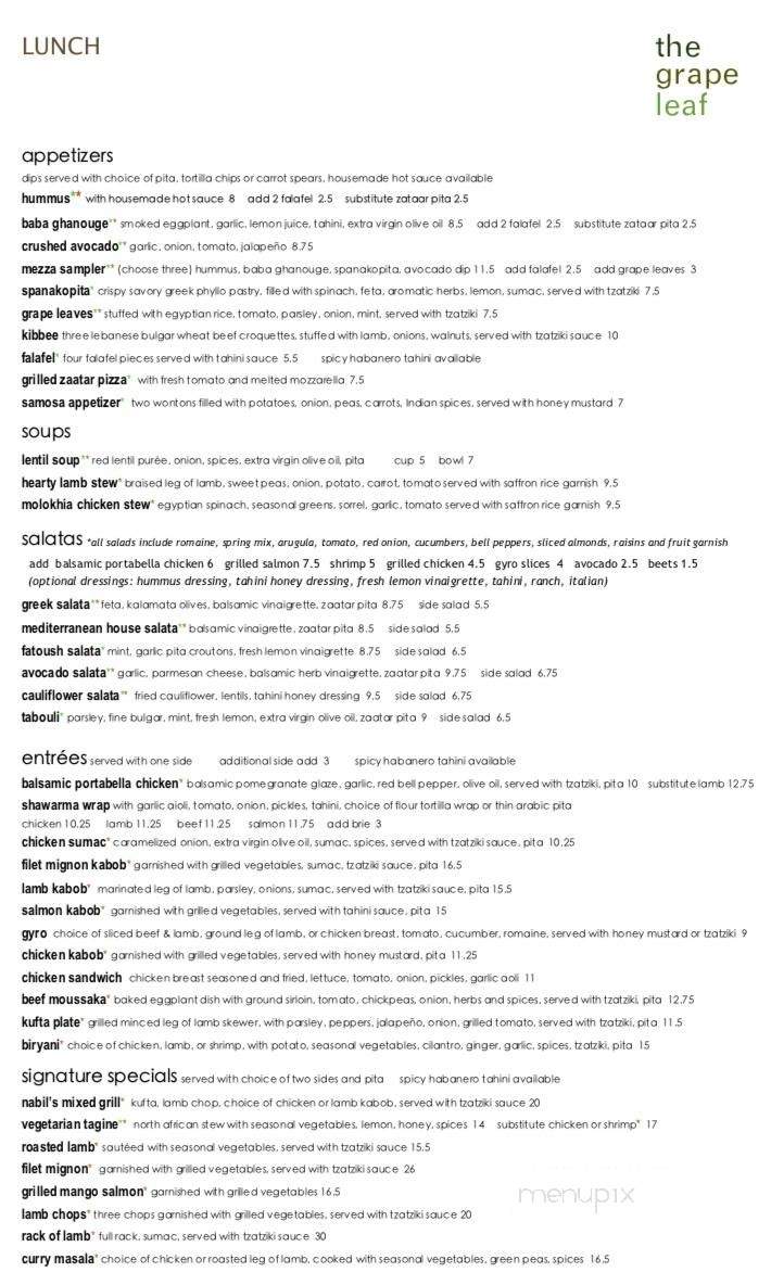 Grape Leaf - Louisville, KY menu_pic