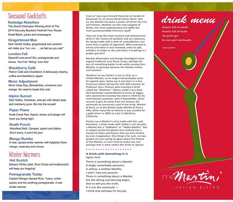 Martini Italian Bistro - Louisville, KY menu_pic
