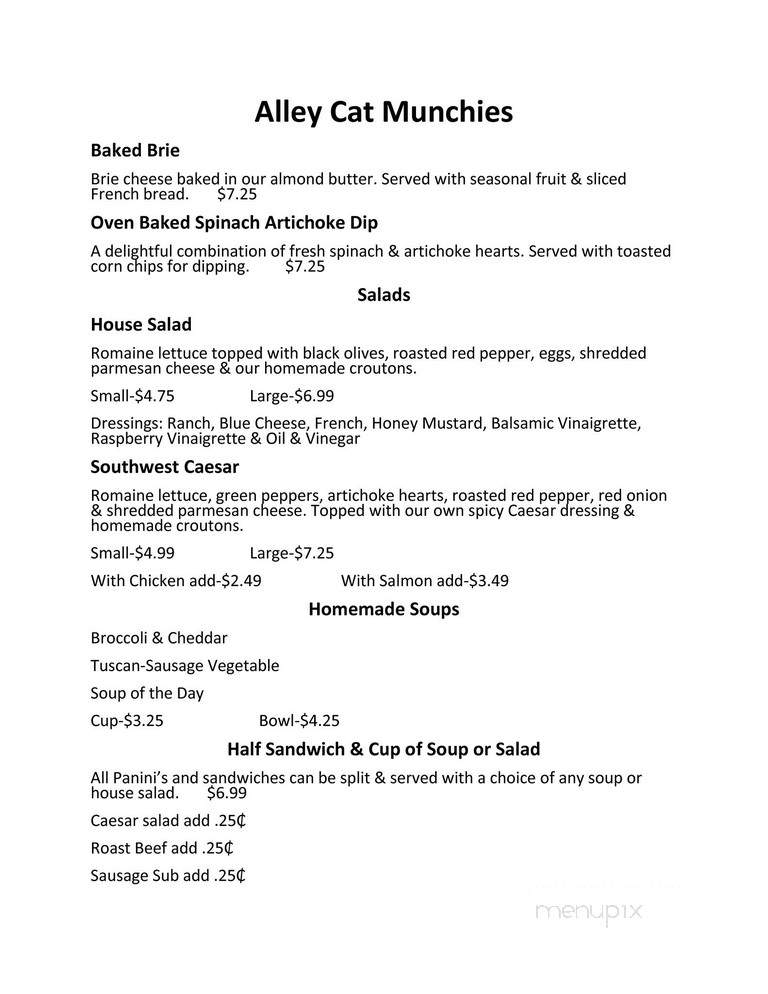 Alley Cat Cafe - Louisville, KY menu_pic
