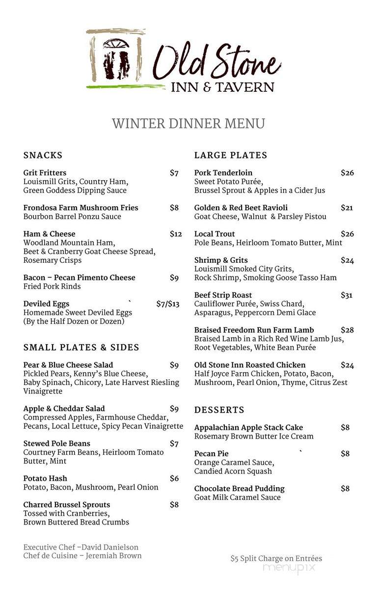 Old Stone Inn - Simpsonville, KY menu_pic