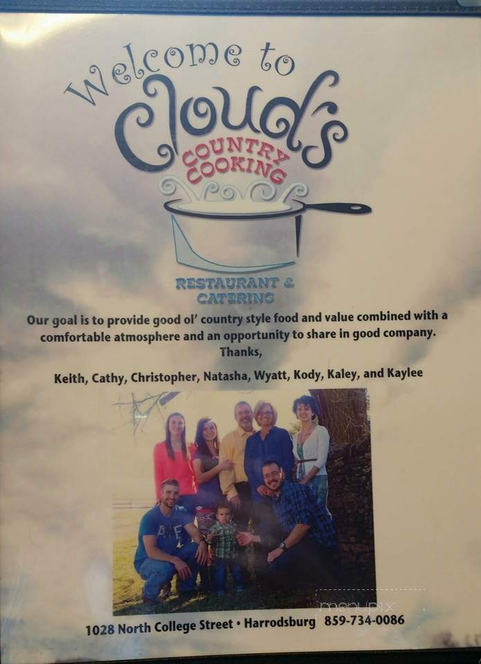 Clouds Country Cooking - Harrodsburg, KY menu_pic