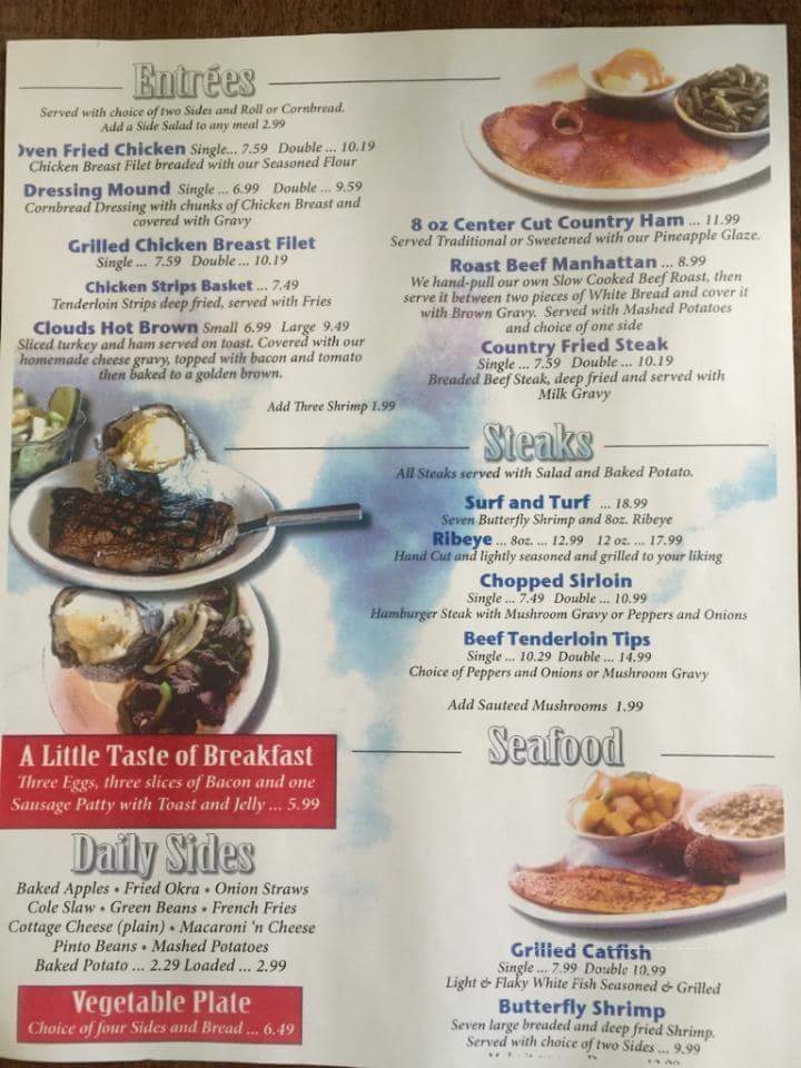 Clouds Country Cooking - Harrodsburg, KY menu_pic