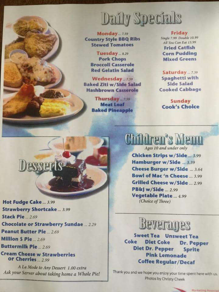 Clouds Country Cooking - Harrodsburg, KY menu_pic