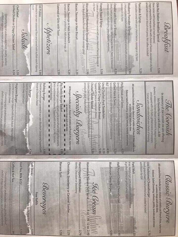 Olde Bus Station - Harrodsburg, KY menu_pic