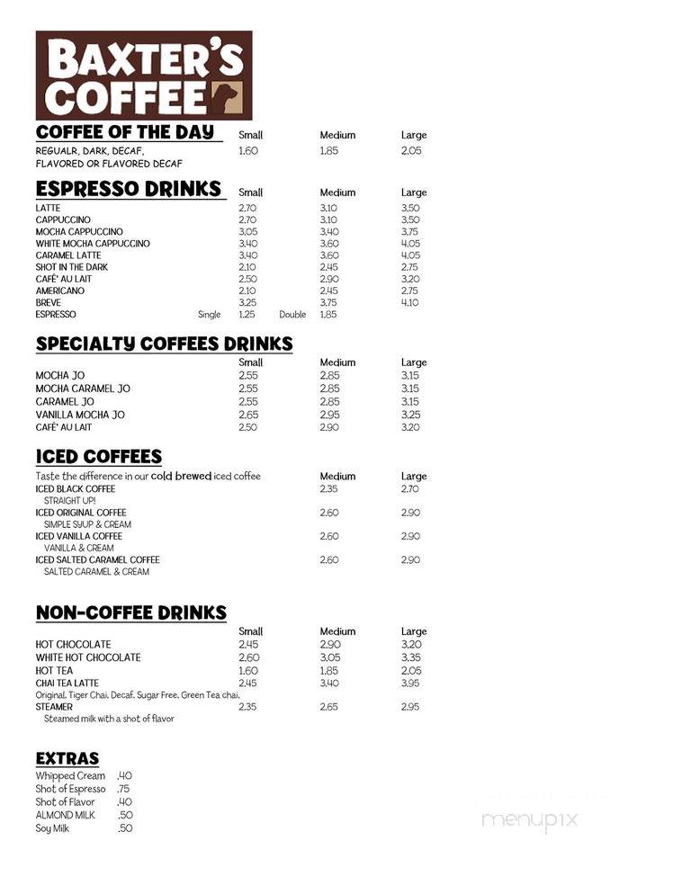 Baxter's Coffee - Somerset, KY menu_pic