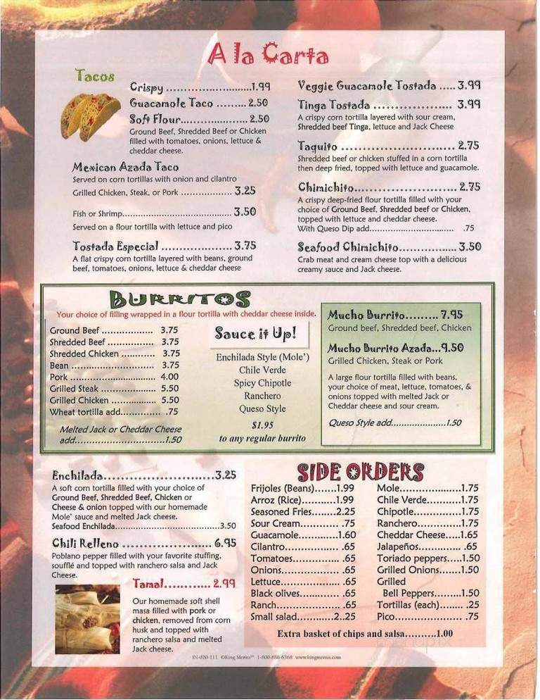 Montoyas - Covington, KY menu_pic