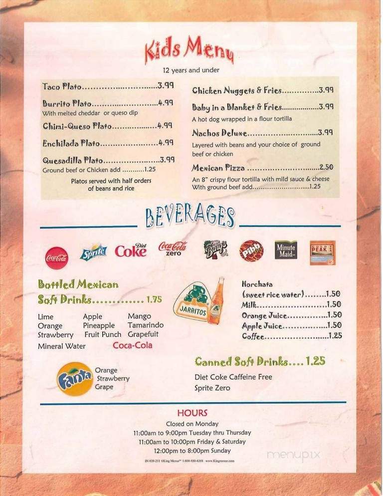 Montoyas - Covington, KY menu_pic