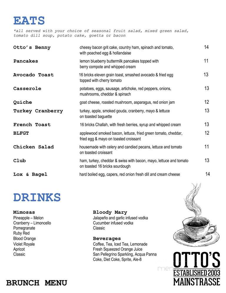 Menu of Otto's Deli in Covington, KY 41011