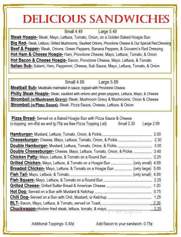 Giovanni's Pizza - Pine Knot, KY menu_pic
