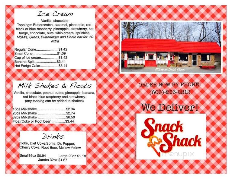 Snack Shack - Mount Vernon, KY menu_pic