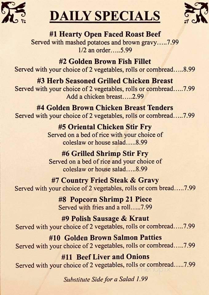 Billy Ray's Playhouse Restaurant - Prestonsburg, KY menu_pic