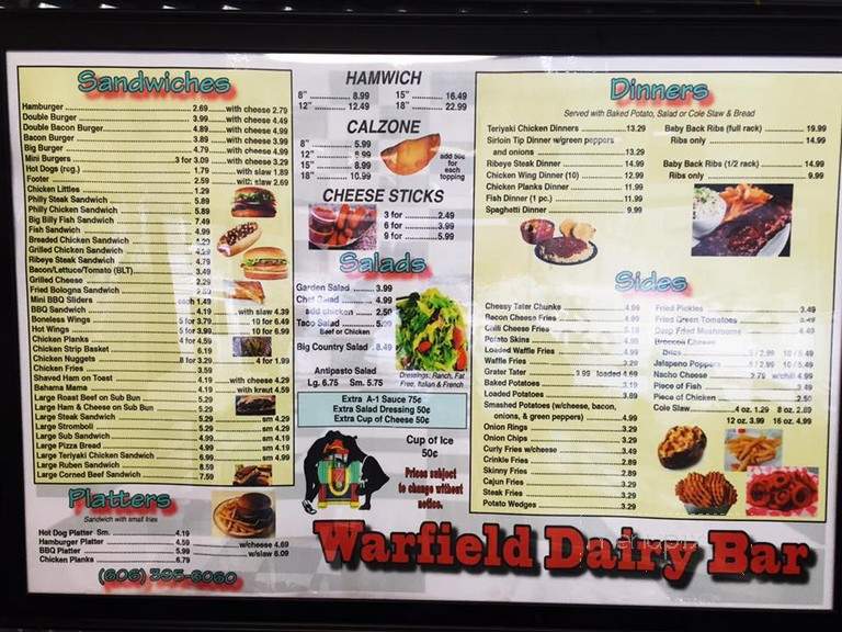 Warfield Dairy Bar - Warfield, KY menu_pic