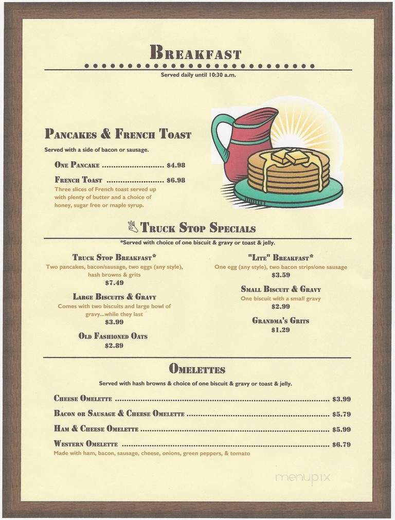 North South Truck Stop - Robards, KY menu_pic