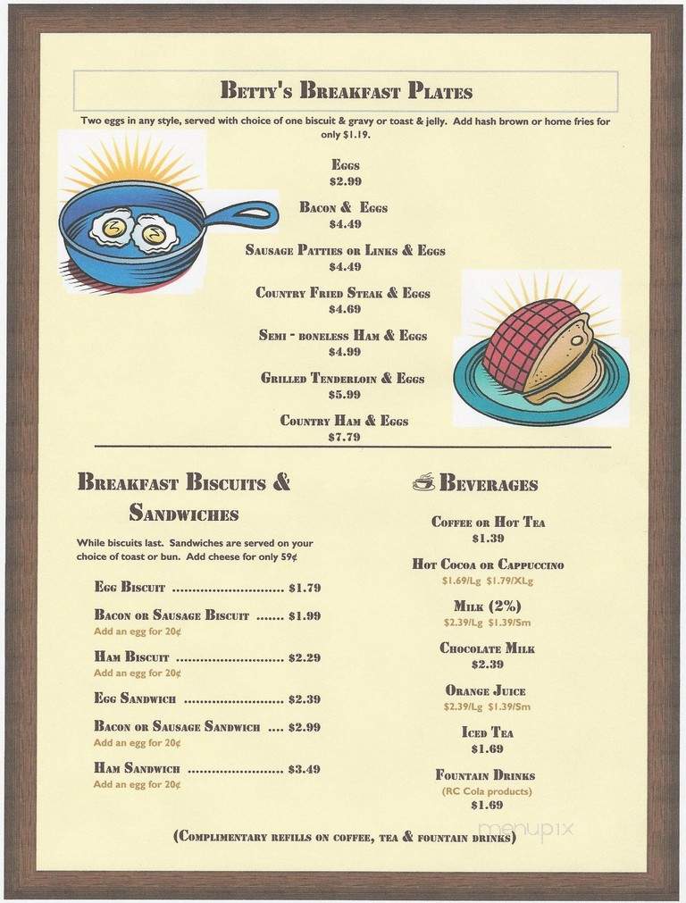 North South Truck Stop - Robards, KY menu_pic