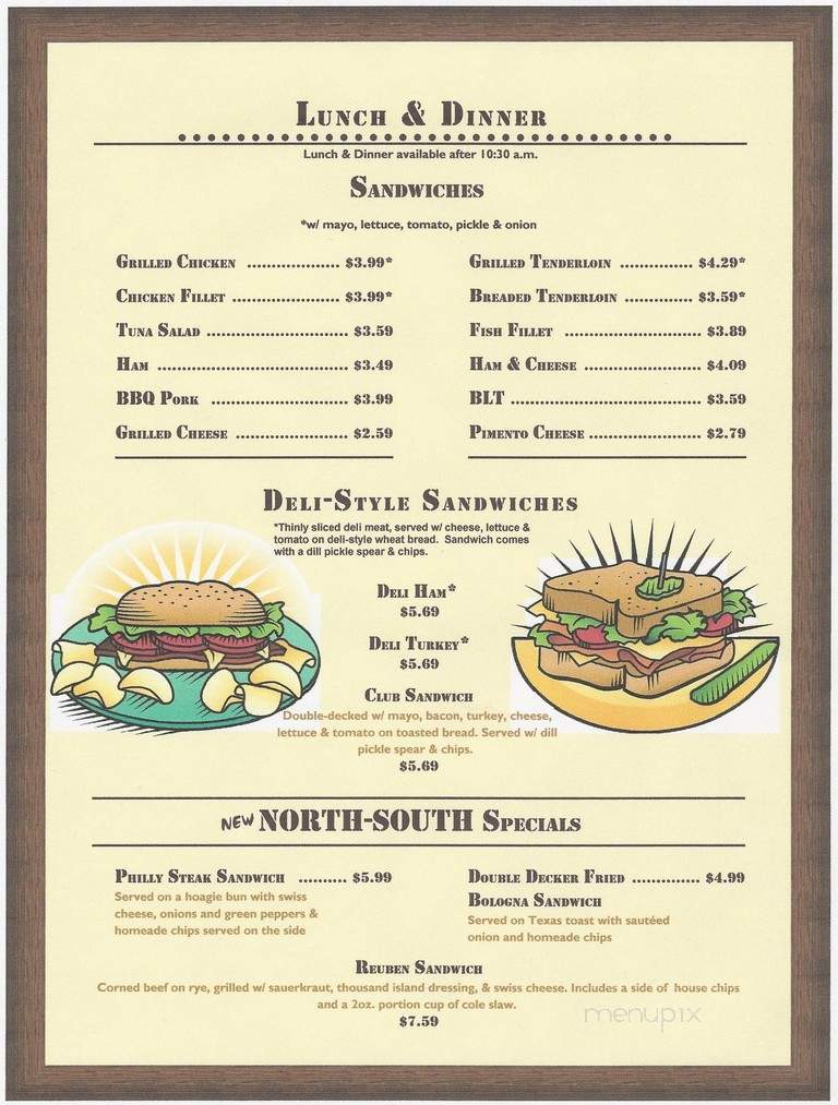 North South Truck Stop - Robards, KY menu_pic