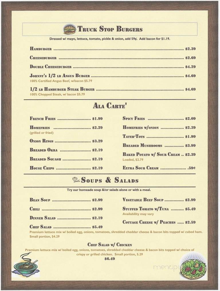 North South Truck Stop - Robards, KY menu_pic